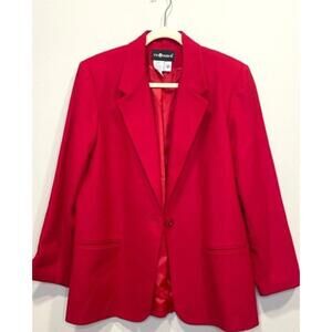 Vintage SAG HARBOR Blazer Women Size14 Red Jacket 100% Wool Jacket